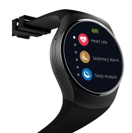 Ceas Smartwatch cu Telefon iUni KW18, Touchscreen 1.3 Inch, Notificari, iOS, Android, Black + Card M